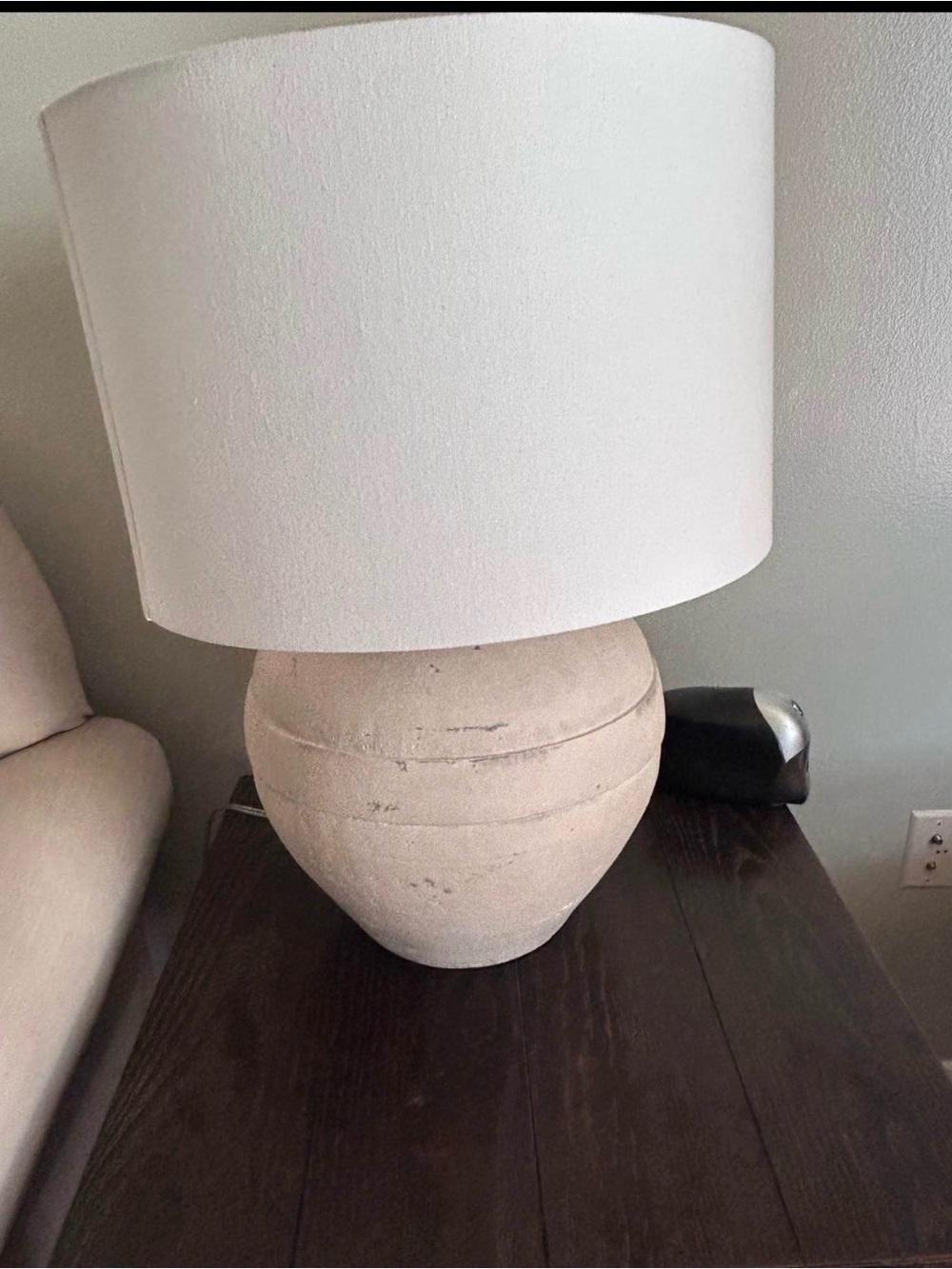 Pottery Barn Faris Ceramic Table Lamp Large - 23” High Finish Ivory Retired